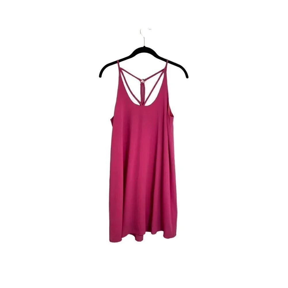 ￼Blue rair women’s Barbie pink fully lined textured, dress size medium ￼
